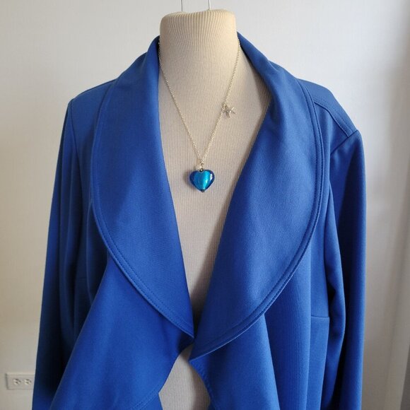 NWOT – Calvin Klein Cape-Shawl Draped Bright Blue Jacket (Size 14) - Picture 1 of 15